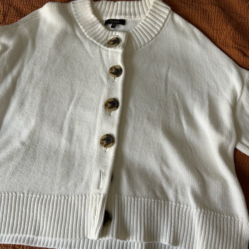 Quince Ivory Button-Up Cardigan - Picture 6 of 7